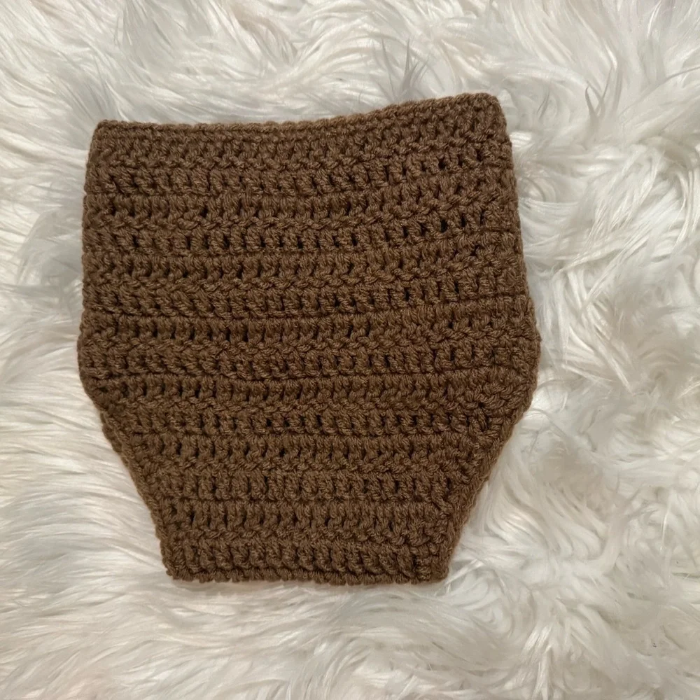 Handmade Baby Crochet Bear Hat & Diaper Cover Set‎ 6-12M Photo Prop